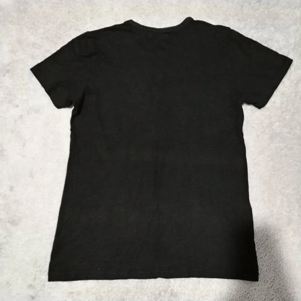 Vintage Moschino Jeans T Shirt Womens L Black Peace Embroidered Logo Graphic Top - Picture 12 of 14